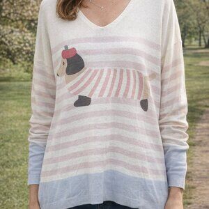 Soft and Pretty Italian Sweater with a Cute Dachshund (E27)